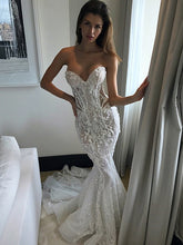 C2021-SE - strapless fit-to-flare wedding gown with beaded embroidery
