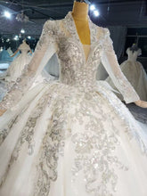 Style 820-23  Long sleeve bling wedding gown
