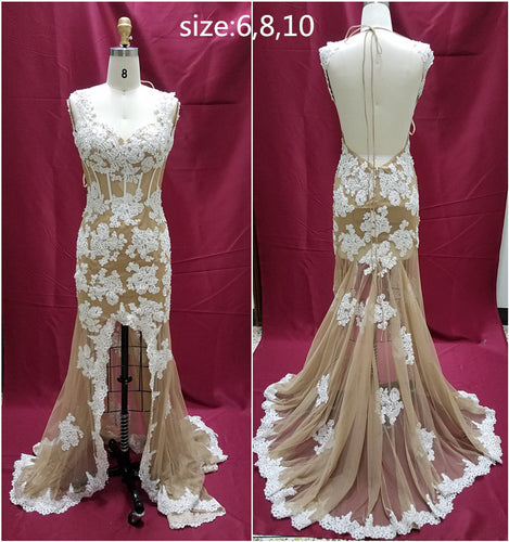 Estilo C2019- SS448 - Elegantes vestidos de noche de encaje transparente para boda, fiesta de graduación o desfile