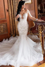C2022-LS77 - Robe de mariée ajustée couture à manches longues et perles