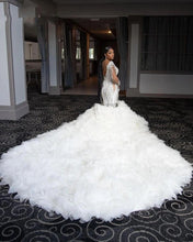 C2022-SLSB448 - Vestido de novia transparente de manga larga y talla grande con cristales Swarovski Bling