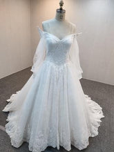 C2021-CMurphy Vestido de novia transparente de manga larga con hombros descubiertos 