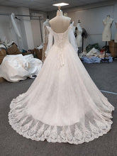 C2021-CMurphy Sheer long sleeve off the shoulder ball gown wedding dress