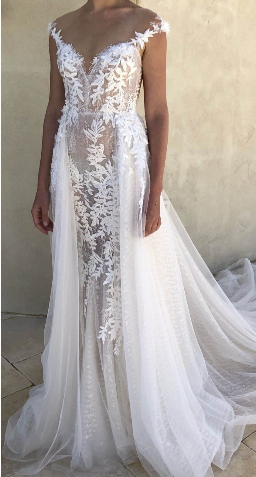 C2022-OL787  Off the shoulder couture lace wedding gown
