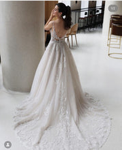 C2023-BG66 - vestido de novia formal de encaje con cuentas y tirantes finos