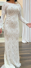 C2023-MLS44 - vestido de novia modesto de manga larga y espalda descubierta