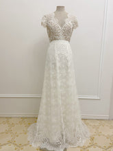 C2023-SCS66a - vestido de novia de encaje con cintura imperio y manga corta