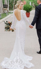 C2023-SSaa9 - vestido de novia sexy de manga larga con cuentas y espalda transparente de alta costura