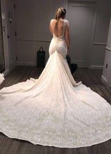 C2023-CS42C cap sleeve v-neck fit-and-flare wedding gown with cathedral train