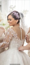 C2022-BGLS 622 Vestido de novia de manga larga transparente con cuello en V