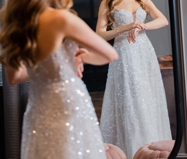 Sparkling strapless a-line wedding gown