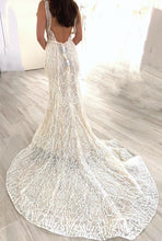 C2022-SV282  Sleeveless sexy v-neck beaded wedding gown