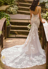 C2022-cl522 vestido de novia de encaje con tirantes finos ajustados