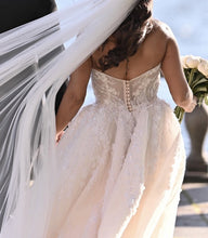 C2022-SpS77 - Plus Size strapless over skirt wedding gown with slit