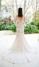 C2022-Vl443 - Sheer lace v-neck long sleeve wedding gown