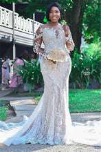 C2022-KLS221 - Vestido de novia transparente de manga larga talla grande