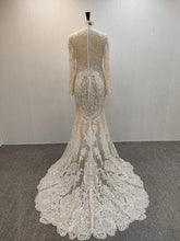 C2021-MHidalgo - Vestido de novia transparente bordado de manga larga 