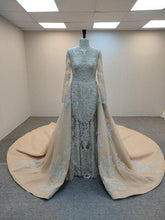 C2021-MHidalgo - Embroidered sheer long sleeve wedding gown