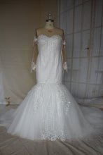 Estilo C2021-Shermaine - Vestido de novia de talla grande con cuello y mangas transparentes