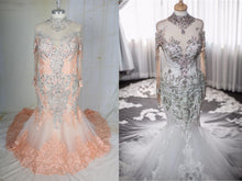 C2021-DionysiaRS Pastel long sleeve plus size wedding gown