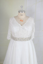 C2022-Munro - vestido de novia de talla grande con cuello en V y manga corta