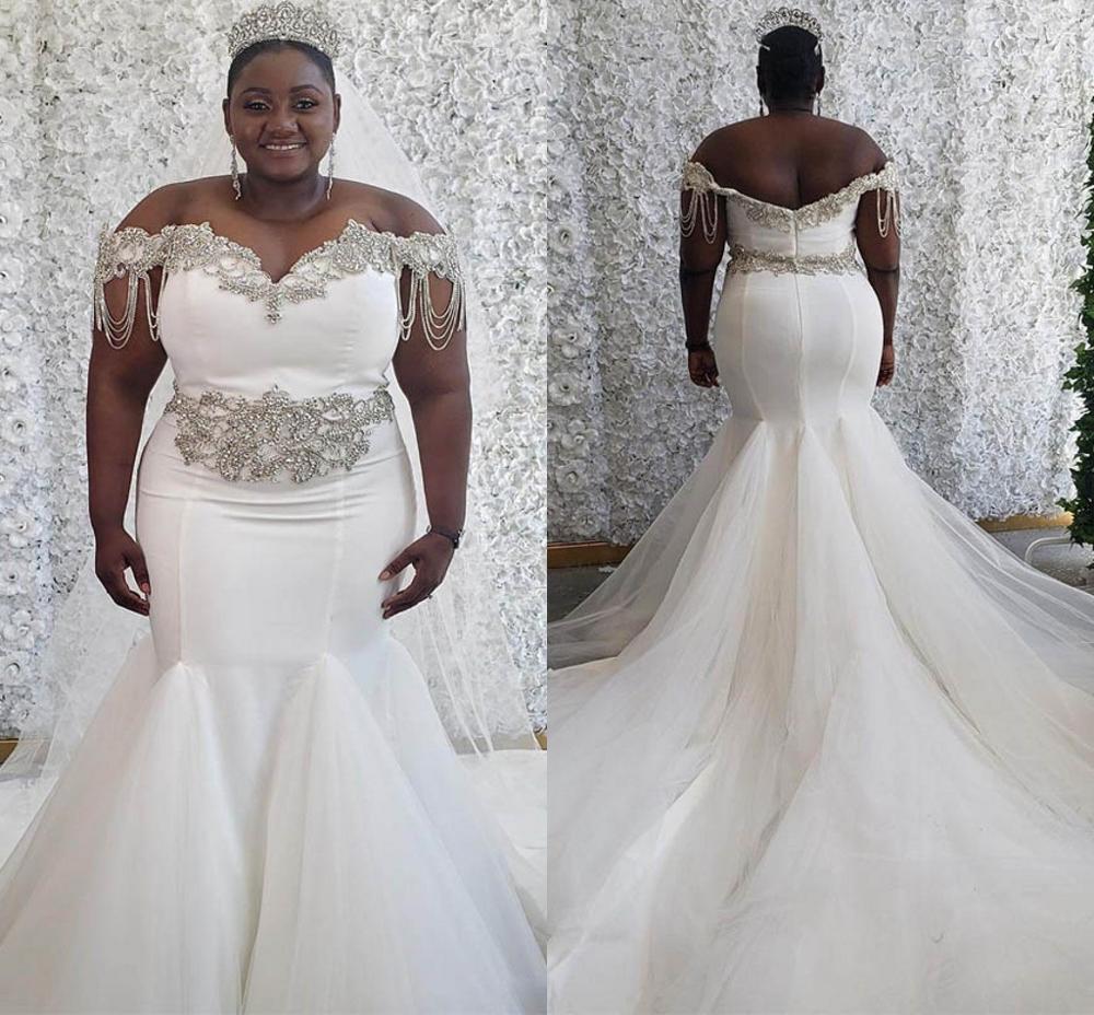 C2020-OS28 - Off the shoulder bling plus size wedding gown FOR SALE