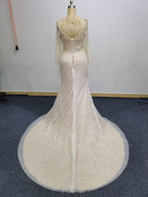 C2021-LeeBray - Robe de mariée grande taille perlée à manches longues