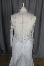 C2021-KBables - Vestido de novia transparente gris platino de manga larga talla grande