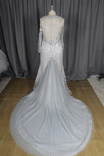 C2021-KBables - Robe de mariée grande taille gris platine transparente à manches longues