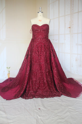 Style C2021-LakeshaM - Robe de mariée rouge grande taille