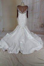 Vestido de novia transparente de manga larga y talla grande para tonos de piel más oscuros