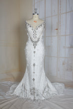 C2021-Perrline - Vestido de novia sin mangas con pedrería y cristal de swarovski y cola desmontable
