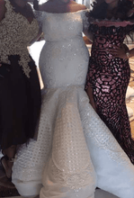 C2019 - LSP080 Off the shoulder long sleeve plus size fit-to-flare wedding gown