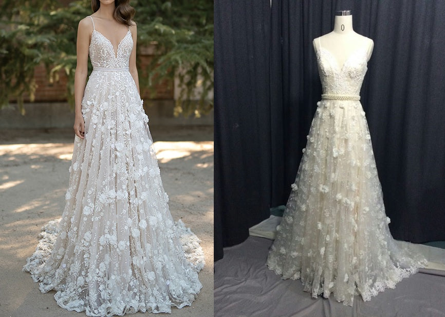 Replica of a couture a-line wedding gown