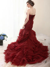 Style #S519 Strapless Burgundy colored Formal Evening Gowns - Wedding Dress