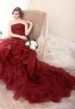 Style #S519 Robes de soirée formelles sans bretelles de couleur bordeaux - Robe de mariée