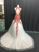 Style #012817 Red and White Halter Style Wedding Dresses