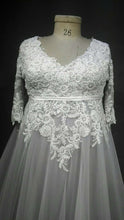 style C2017-ping - Three Quarter length sleeve plus size wedding gown