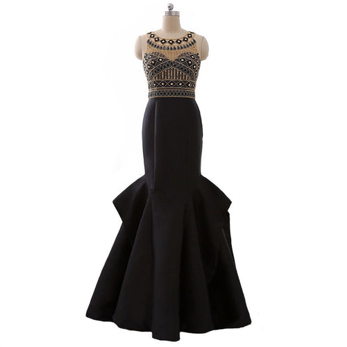 Style BB11 - Robe formelle avec cravate noire et perles pour un gala - Robes de soirée de créateurs 