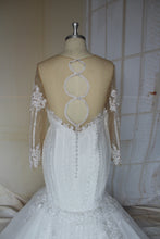 Estilo C2021-Shermaine - Vestido de novia de talla grande con cuello y mangas transparentes