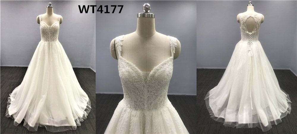 Estilo wt4177 - Vestido de novia estilo gala con pedrería y abertura en la espalda